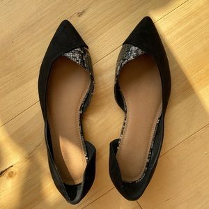 ASOS D’Orsay Faux Suede/Snakeskin Pointy Flats